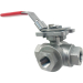 1/4" Stainless 3-Way Ball Valve, L-Port, Direct Mount