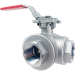 1" Stainless 3-Way Ball Valve, T-Port, Direct Mount