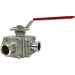 1-1/2" Sanitary 3-Way Ball Valve, L-Port, Direct Mount, Tri-Clamp