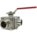 2" Sanitary 3-Way Ball Valve, T-Port, Direct Mount, Tri-Clamp